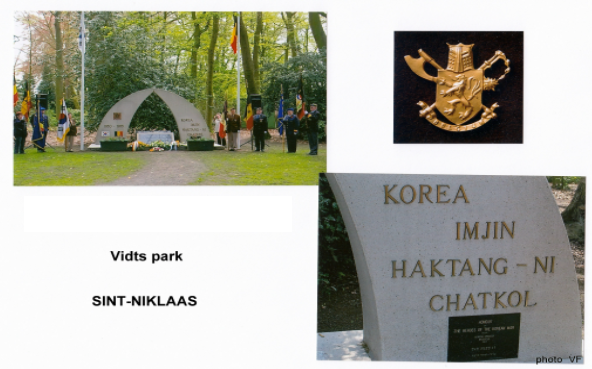 KVVKK-FRCVC Oost-Vlaanderen gedenksteen Belgie Bruine mutsen in Korea